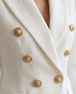 Tailored Double-Breasted Blazer in Ivory - Image 3